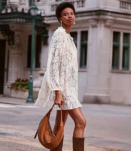 Floral Lace Flounce Mini Dress