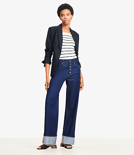 Tall Cuffed High Rise Wide Leg Jeans in Rinse Wash