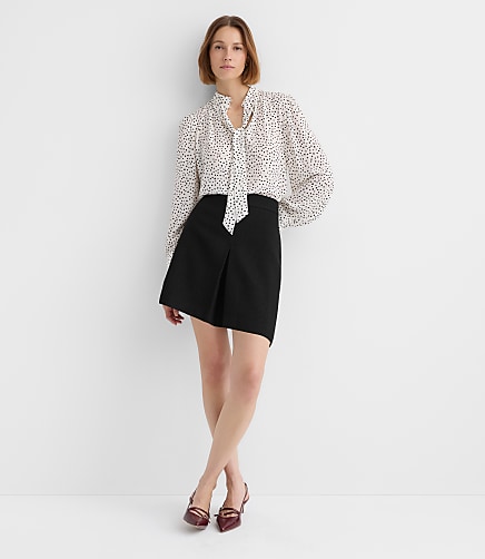 Front Pleated Mini Skirt