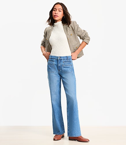 Petite Mid Rise Relaxed Straight Jeans in Mid Vintage Wash