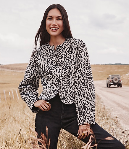 Snow Leopard Print Structured Jacket