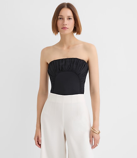 Shirred Curved Bustier Top