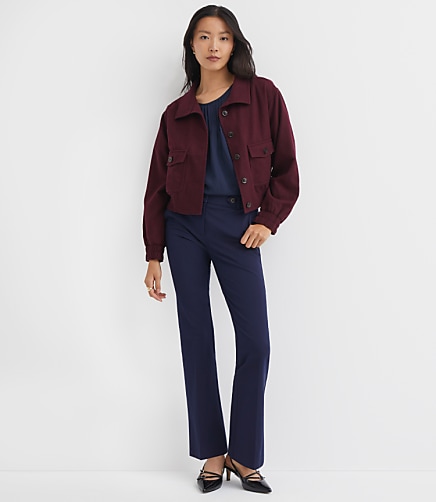 Tab Waist Boot Cut Pants in Bi-Stretch