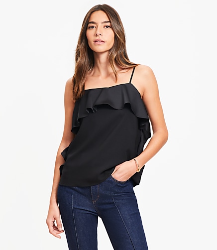 Petite Ruffle Square Neck Cami