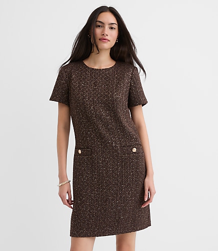 Shimmer Tweed Mini Pocket Dress