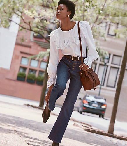 Petite Patch Pocket High Rise Kick Crop Jeans in Classic Rinse Wash