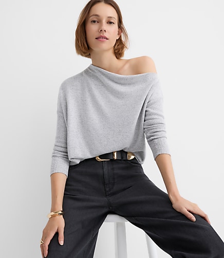 Heathered Ribtrim Jersey Off The Shoulder Top