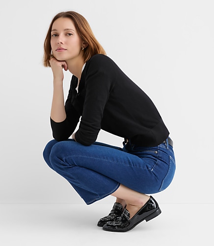High Rise Kick Crop Jeans in Bright Indigo Wash