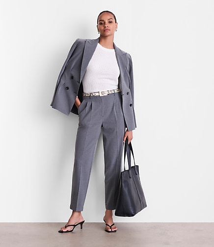 LOFT Versa Seasonless Stretch Double Pleat Taper Pants in Heather