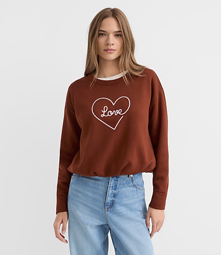 Love Embroidered Bubble Sweatshirt