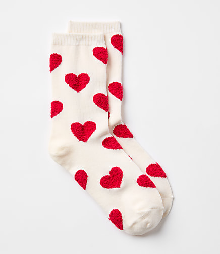 Fluffy Heart Crew Socks