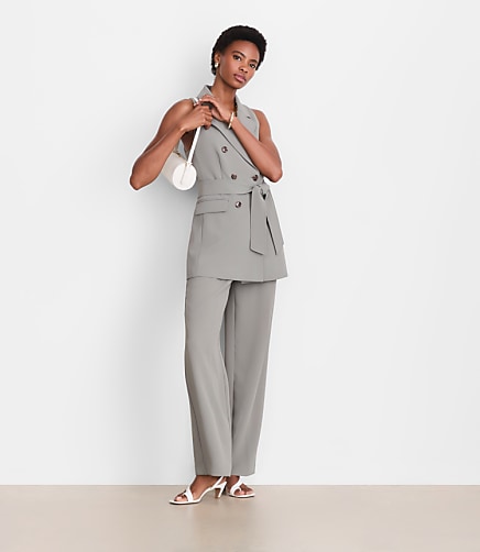 LOFT Versa Crepe Drape Double Breasted Pocket Vest