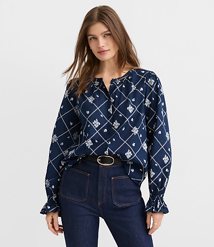 Bouquet Ruffle Cuff Blouse