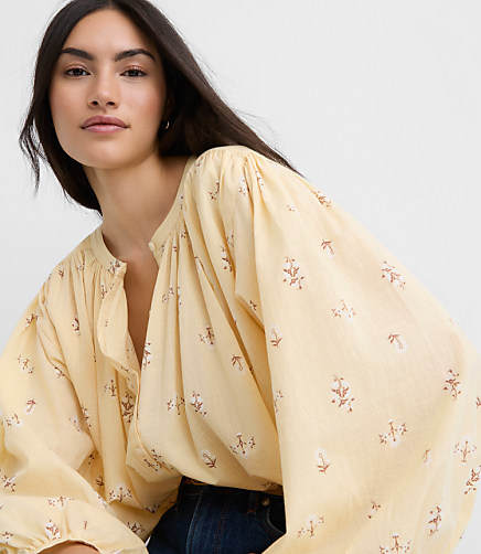 Floral Balloon Sleeve Blouse