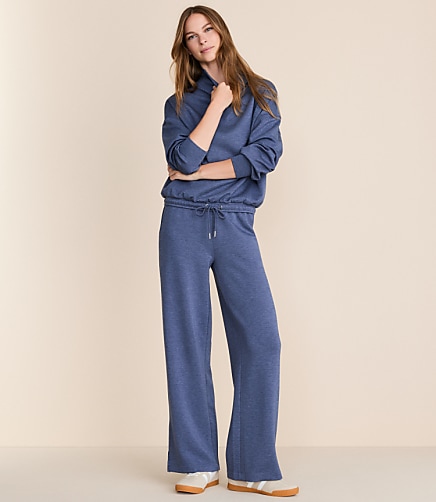 Petite Lou & Grey Heathered Scubasoft Side Slit Straight Leg Pants