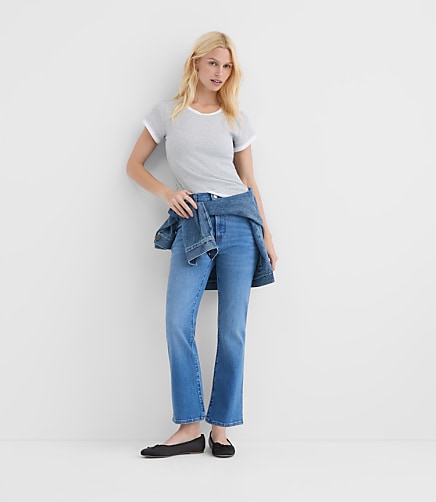 Rivete High Rise Kick Crop Jeans in Vintage Mid Wash