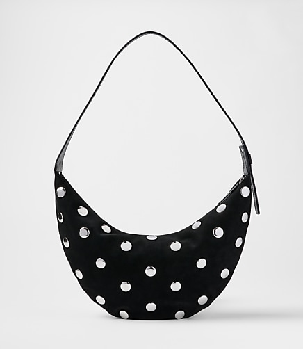 Studded Suede Hobo Bag