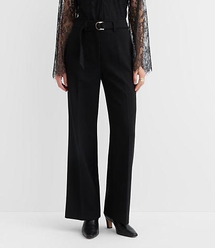 Tall Belted Stovepipe Pants in Doubleface