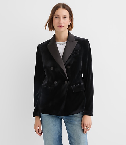 Tall Satin Trim Velvet Tuxedo Blazer