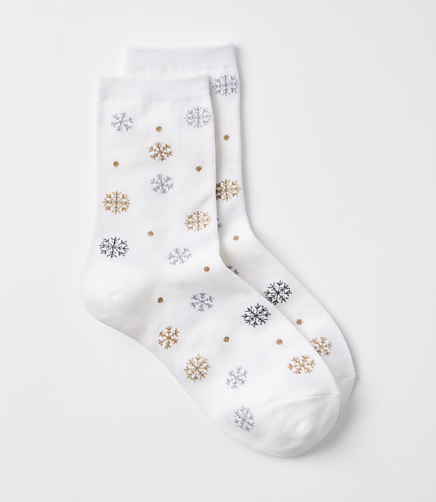 Shimmer Snowflake Cozy Crew Socks