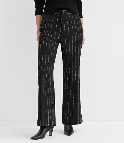 Petite Curvy Palmer Wide Leg Pants in Brushed Pinstripe