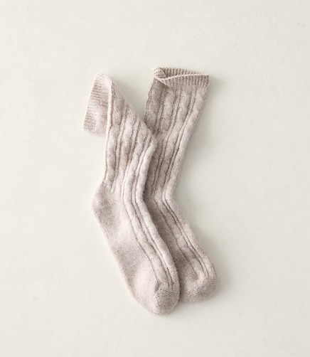Haven Well Within Cashmere Blend Cable Knit Socks - Cool Oat Heather
