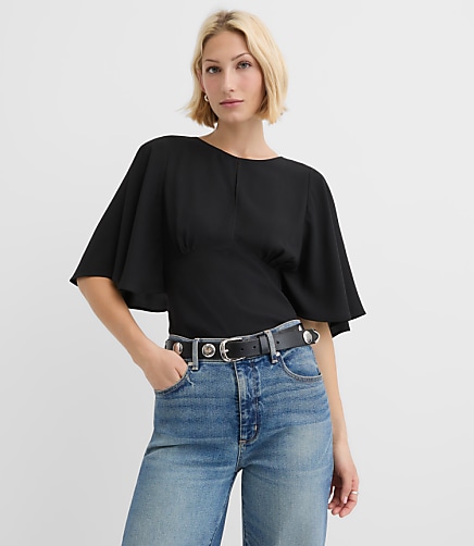 Flutter Sleeve Keyhole Blouse