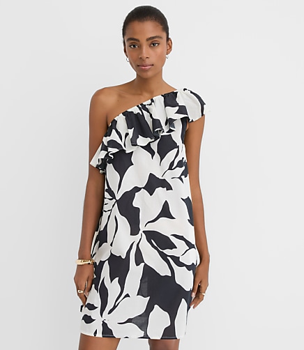 LOFT Beach Ruffle One Shoulder Mini Dress
