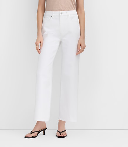 Rivete Petite Curvy High Rise Wide Leg Crop Jeans in White