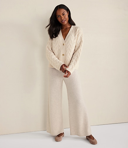 Haven Well Within Cashmere Cable Cardigan - White Sand Melange
