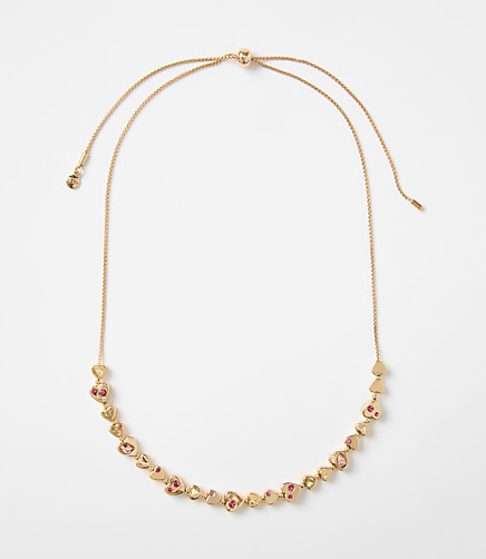 Sparkle Heart Pull Tie Necklace