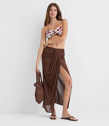 loft beach wrap dress Loft Beach Hook Keyhole Maxi Dress Size 16 Red Ochre Women's