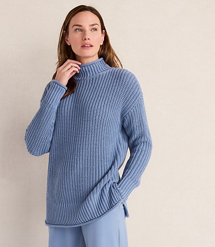 Haven Well Within Organic Cotton Roll Neck Sweater - Misty Lake