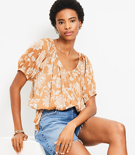 Floral Side Tie Bubble Top
