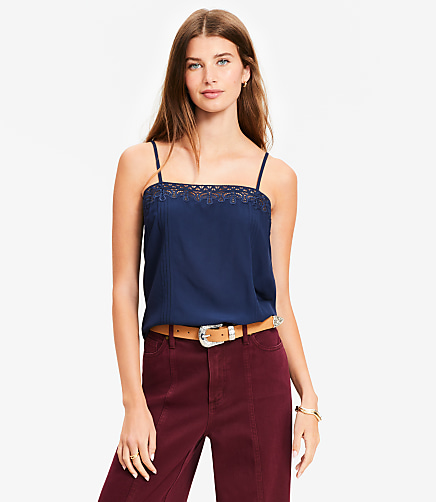 Lace Trim Pintucked Cami