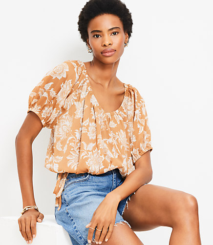 Petite Floral Side Tie Bubble Top