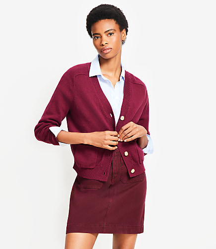 Petite V-Neck Pocket Cardigan