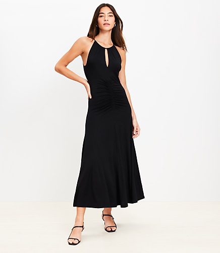 Ruched Midi Halter Dress