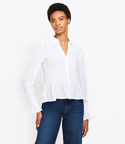 Smocked Peplum Blouse