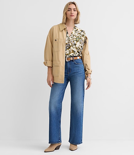 Petite High Rise Wide Leg Jeans in Vintage Dark Wash