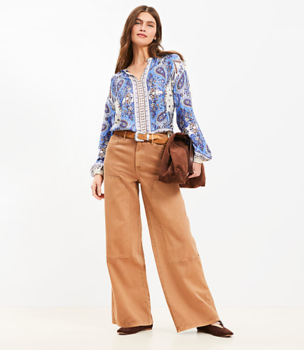 Tall Wide Leg Carpenter Pants in Twill