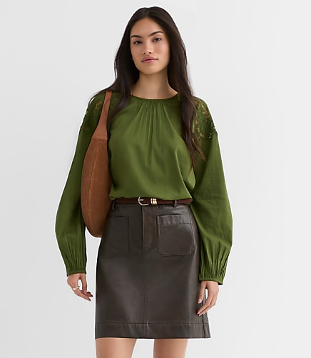 Distressed Faux Leather Pocket Mini Skirt
