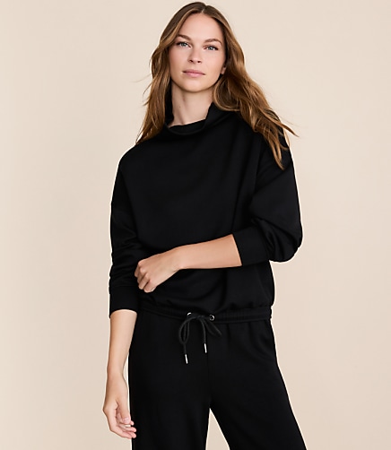 Lou & Grey Scubasoft Mock Neck Drawstring Hem Top