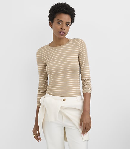 Striped Micro Modal Crew Neck Long Sleeve Tee