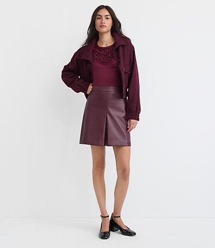 Faux Leather Pleated Mini Skirt