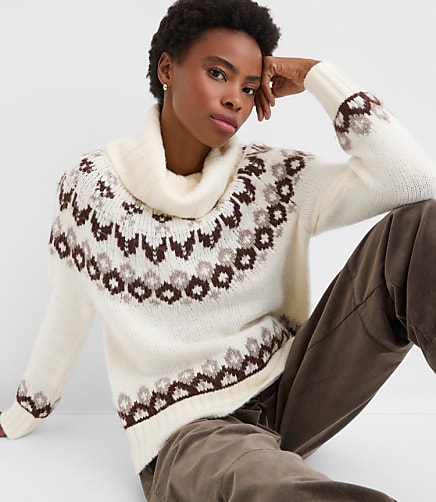 Petite Fair Isle Cowl Neck Sweater