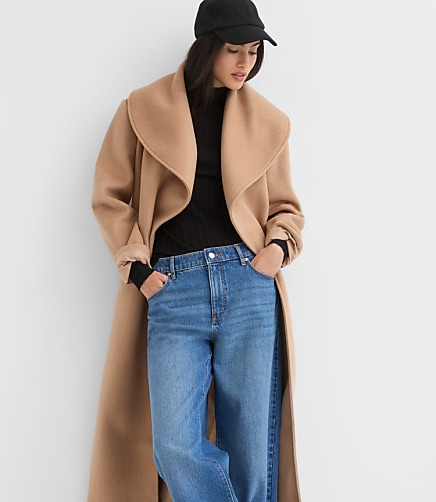 Shawl Collar Belted Coat - Desert Camel Heather