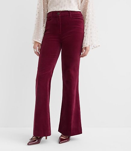 Petite Curvy Slim Flare Pants in Stretch Velvet