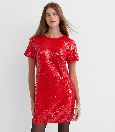Petite Sequin Short Sleeve Mini Dress