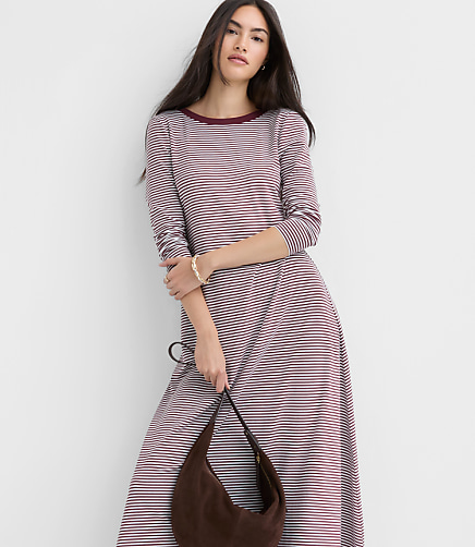 Striped Scoop Back Midi Dress